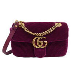 GUCCI GG Marmont Velvet Chain Shoulder Bag Purple